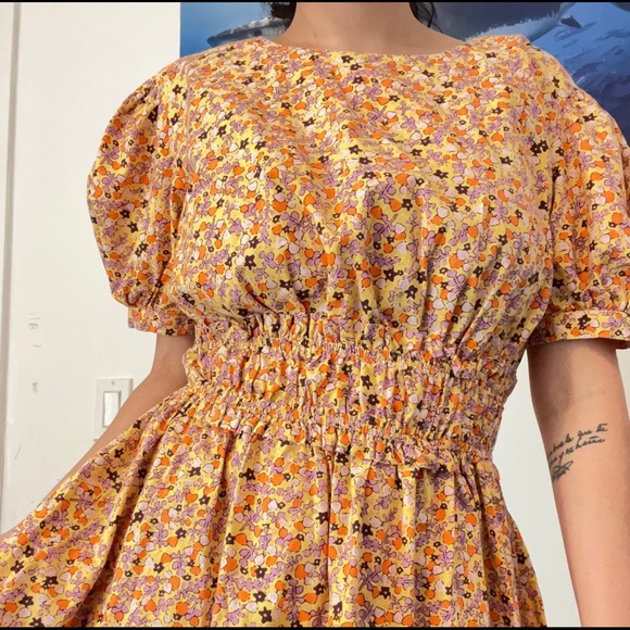 Free people puff sleeve floral dress medium - Picture 1 of 3